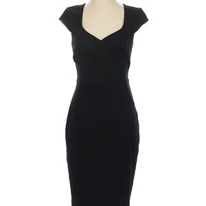 H&M Black Cap Sleeve Midi Dress Business Career Pencil Sheath Dress Sz 4 NWT